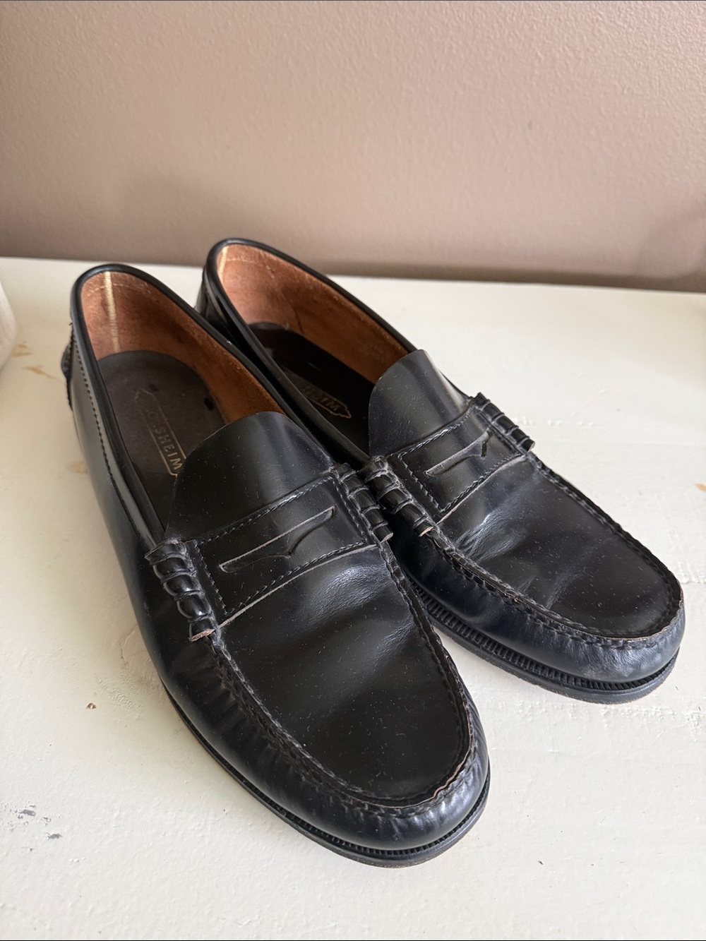 FLORSHEIM Classic Black Leather Penny Loafers 11.5